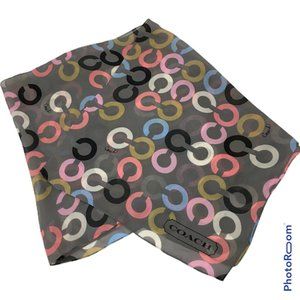 COACH  Classic Signature "C" Logo Silk Scarf